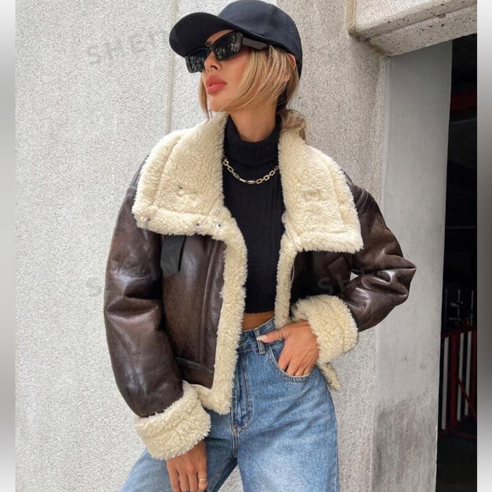 Essnce Teddy Lined PU Leather Jacket - Picture 1 of 4